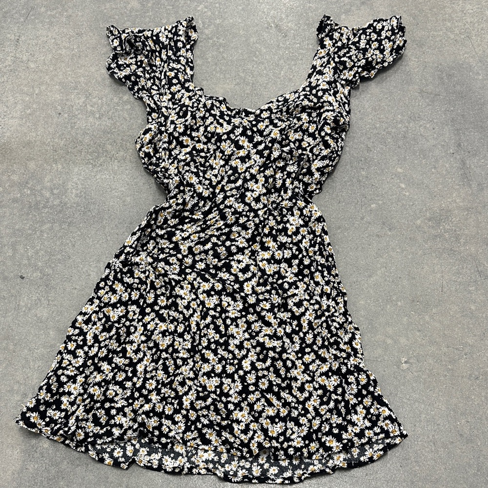 Floral Black and White Dress